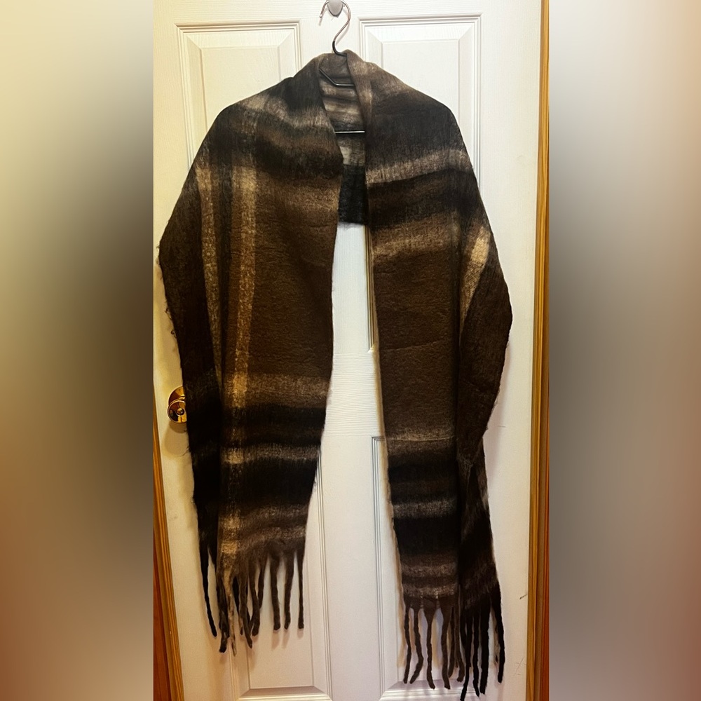 Brown and Black Plaid Scarf